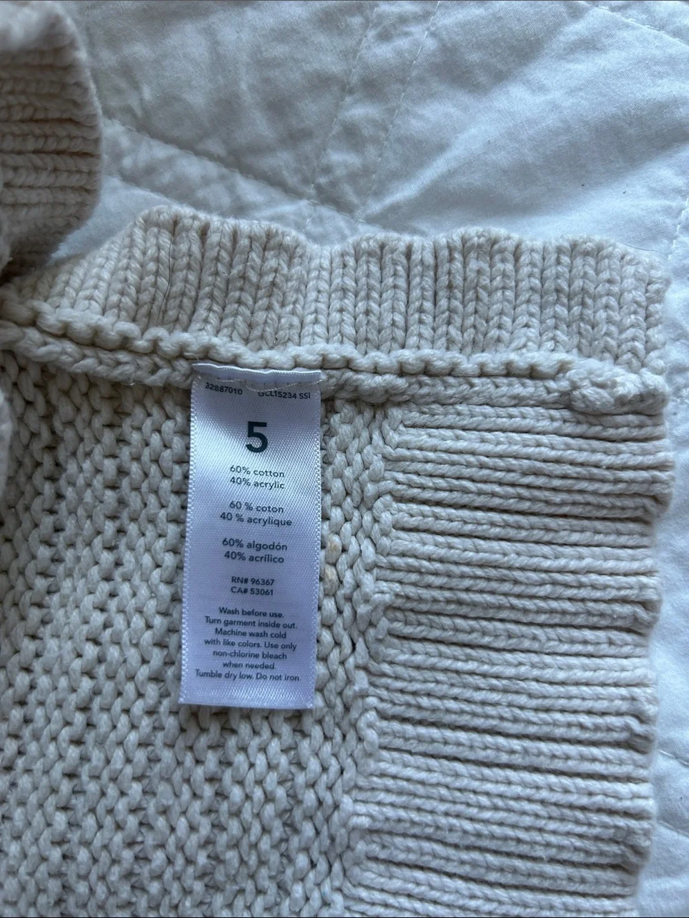 OshKosh B'gosh Cream Cable Turtleneck Poncho Sweater